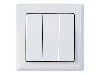 Выключатель 3- клав. (скрытый, пруж. зажим) белый, DARIA, MUTLUSAN