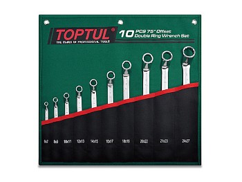 Набор ключей накидн. 75° 10 шт. в сумке (цвет:зелёный) TOPTUL