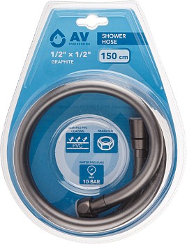 Шланг душевой, PVC, 1/2" г-г 150 см, графит, AV Engineering