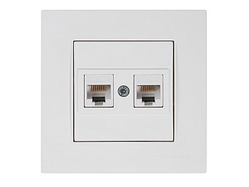 Розетка компьютерная 2xRJ45 (Cat5e, скрытая) белая, RITA, MUTLUSAN