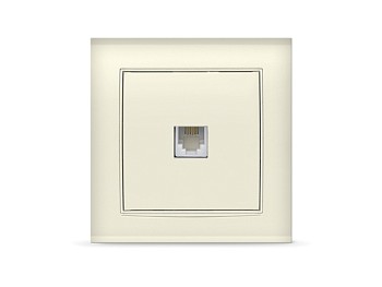 Розетка 1-ая телефонная (скрытая) слоновая кость, Бриллиант, UNIVersal