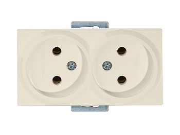 Розетка 2-ая (скрытая, б/з, керамика) кремовая, RITA, MUTLUSAN
