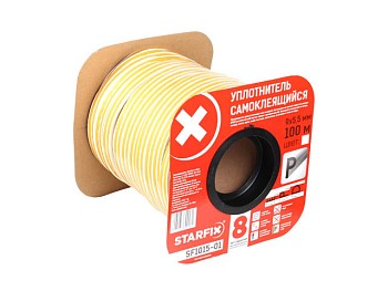 Уплотнитель "P" белый  9х5,5мм 100м (сдвоенный профиль 2х50м) STARFIX