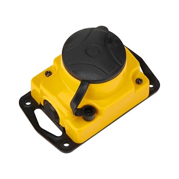 Розетка 1-ая переносная (с/з, 16А, 250В, брызг. защ.) желтый, Bylectrica