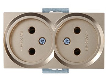 Розетка 2-ая (скрытая, б/з, керамика) золото, RITA, MUTLUSAN