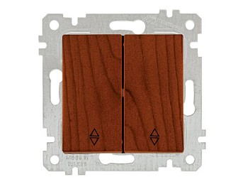 Выключатель проходной 2-клав. (скрытый, без рамки, пруж. зажим) вишня, RITA, MUTLUSAN