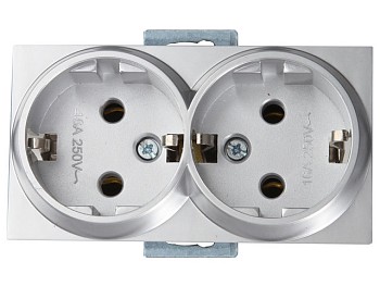 Розетка 2-ая (скрытая, с/з, керамика) серебро, RITA, MUTLUSAN