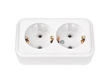 Розетка 2-ая (открытая, с/з) белая, Пралеска, Bylectrica