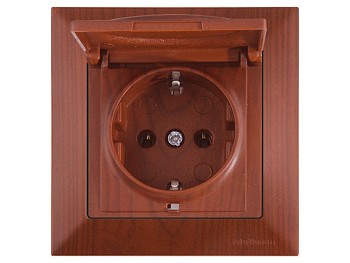 Розетка 1-ая (скрытая, с/з, с крышкой) вишня, DARIA, MUTLUSAN