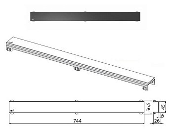 Решетка для водоотводящего желоба,(Стекло черное) Alcaplast