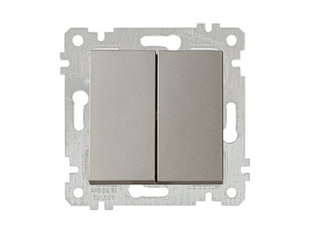 Выключатель 2-клав. (скрытый, без рамки, винт. зажим) титан, RITA, MUTLUSAN