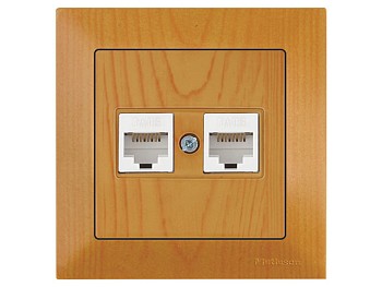 Розетка компьютерная 2xRJ45 (Cat6, скрытая) дуб, DARIA, MUTLUSAN