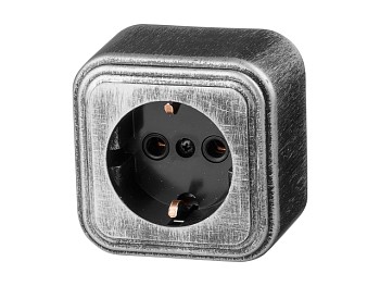 Розетка 1-ая (открытая, с/з) серебро, Стандарт, Юпитер