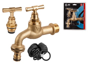 Кран водоразборный 1/2" нар. настенный со штуцером, AV Engineering
