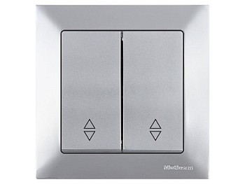 Выключатель проходной 2-клав. (скрытый, пруж. зажим) серебро, DARIA, MUTLUSAN