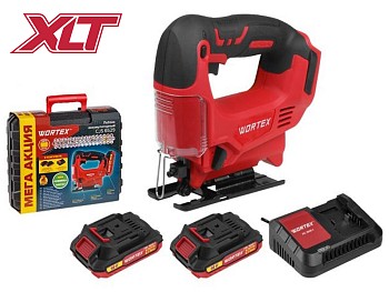 Аккум. лобзик WORTEX CJS 6529 в чем. ALL1 XLT SET 18 В, 0-2900 об/мин, 65 мм, 2х2 А*ч