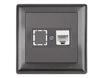 Розетка компьютерная 1xRJ45 (Cat5e, скрытая, с рамкой) дымчатый, DARIA, MUTLUSAN