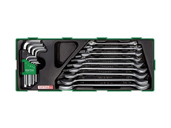 Набор-сет ключей рожк. + шестигр. 18предм. TOPTUL