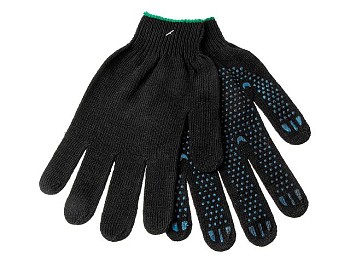 Перчатки х/б с ПВХ "Точка", 10класс,черные, РБ (мин. риски)