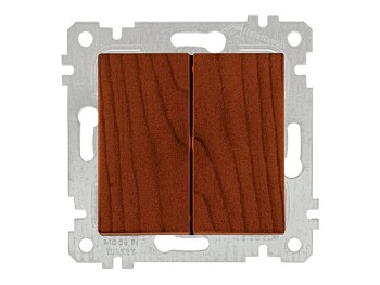 Выключатель 2-клав. (скрытый, без рамки, пруж. зажим) вишня, RITA, MUTLUSAN