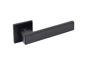 Ручка дверная АЛЛЮР АРТ "ЛАНА" BL матовый черный/темно-серое дерево (8615TSD) ЗАЩИТ.ПЛЕНКА