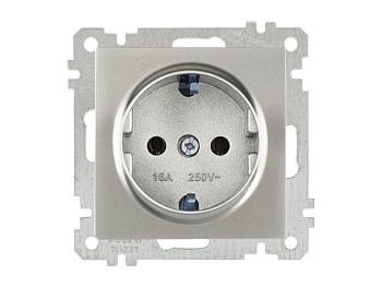 Розетка 1-ая (скрытая, без рамки, с/з) титан, DARIA, MUTLUSAN