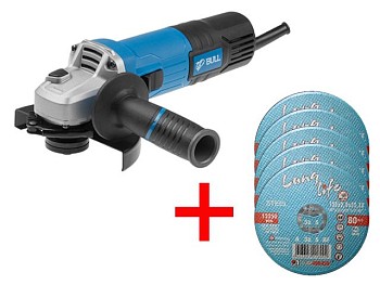 Одноручная углошлифмашина BULL WS 1202 в кор. + АКЦИЯ!(5 отрезных кругов в ПОДАРОК!)
