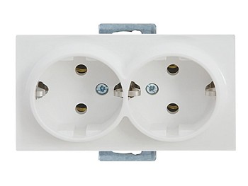 Розетка 2-ая (скрытая,с/з, керамика) белая, RITA, MUTLUSAN