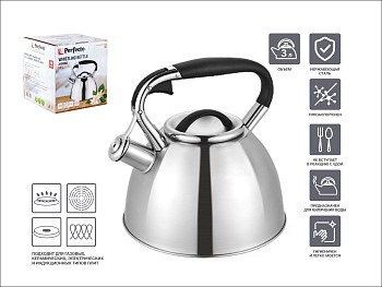 Чайник со свистком, нержавеющая сталь, 3.0 л, Jasmine, PERFECTO LINEA