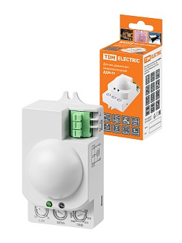 Датчик движения микроволновый ДДМ-01 5,8ГГц 1200Вт, 10-720с, 1-8м, 3+Лк, IP20, TDM