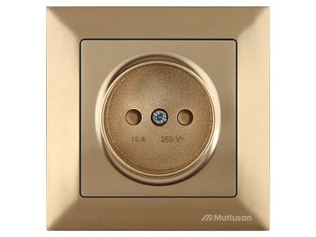 Розетка 1-ая (скрытая, б/з, шторки) золото, DARIA, MUTLUSAN