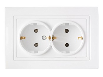 Розетка 2-ая (скрытая, с/з) белая, Уют, Bylectrica