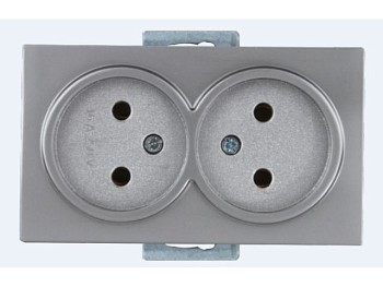 Розетка 2-ая (скрытая, б/з) серебро, DARIA, MUTLUSAN