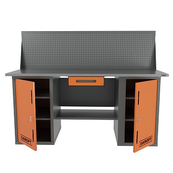 Верстак двухтумбовый с экраном и ящиком серый 1800*700 Garopt