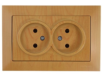 Розетка 2-ая (скрытая, б/з, керамика) дуб, DARIA, MUTLUSAN