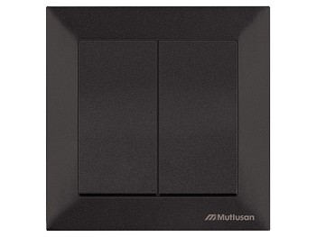 Выключатель 2-клав. (скрытый, винт. зажим) черный, DARIA, MUTLUSAN