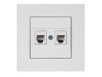 Розетка телефонная 2хRJ12 (скрытая) белая, RITA, MUTLUSAN