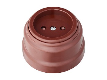 Розетка 1-ая (открытая, б/з, з/ш) коричневая, Ретро, BYLECTRICA