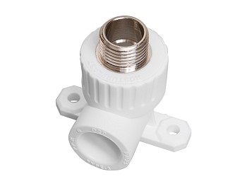 Колено ПП комб. с креплен. нар. 20х1/2", бел. РТП