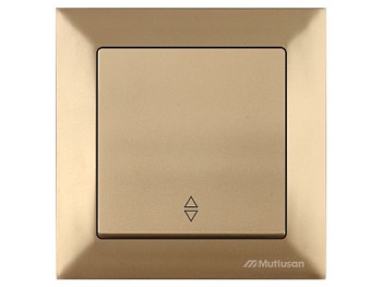 Выключатель проходной 1-клав. (скрытый, пруж. зажим) зололото, DARIA, MUTLUSAN