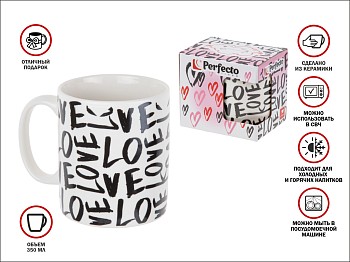 Кружка керамическая, в кор., 350 мл., LOVE-1, PERFECTO LINEA