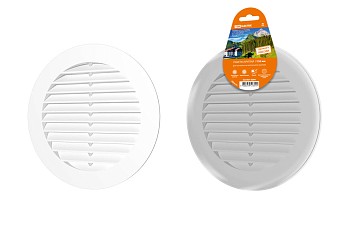 Решетка круглая с москитной сеткой, белая, с фланцем d150, внеш. D200 TDM