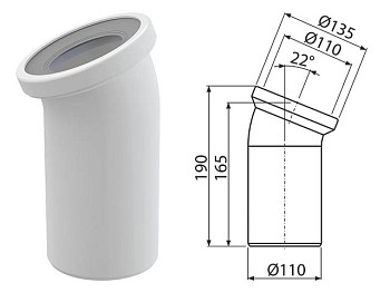 Колено для унитаза 22°, Alcaplast