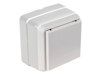 Розетка 1-ая (открытая, с/з, с крышкой) белая, BRON, MUTLUSAN