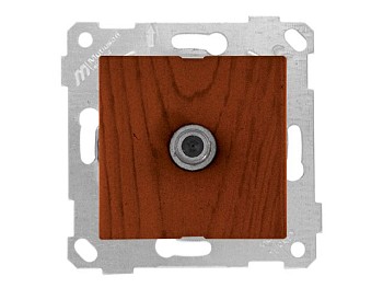 Розетка телевиз. 1-ая (скрытая, без рамки, с/з, 11dB, переходная) вишня, RITA, MUTLUSAN