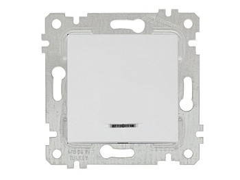 Выключатель 1-клав. (с подсветкой, скрытый, без рамки, винт. зажим) белый, RITA, MUTLUSAN