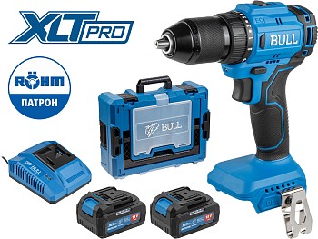Аккум. дрель-шуруповерт BULL SR 1803 Xcase XLTpro БЕСЩЕТ., 2x4 А*ч, 18 В, 45 Н*м, БЗП 13 мм