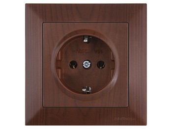Розетка 1-ая (скрытая, с/з) орех, DARIA, MUTLUSAN