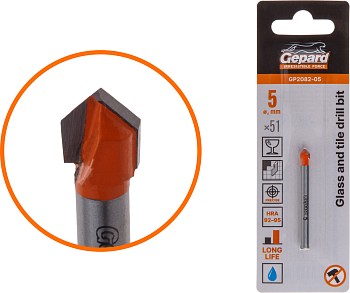 Сверло по кафелю/стеклу  5x51 мм ц/х GEPARD (GP2082-05)