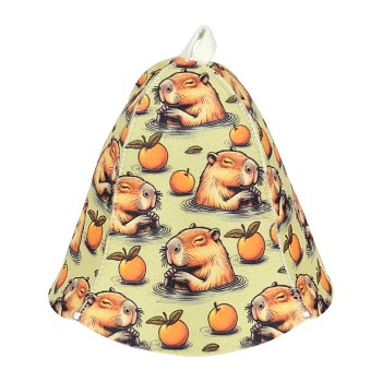 Шапка для бани и сауны с орнаментом "Капибара",  войлок, "Банные штучки"